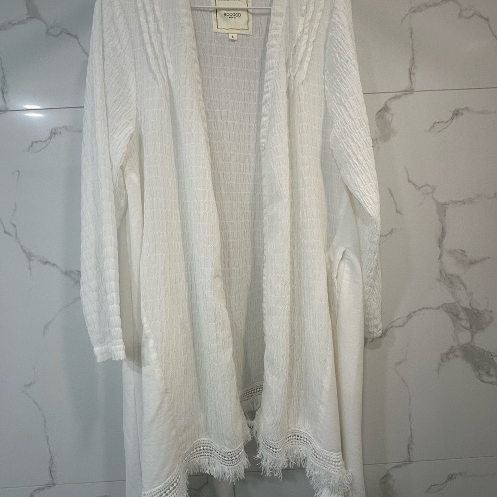 Rococo White Textured Women's Coat